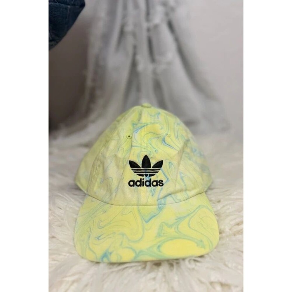 Adidas Originals Yellow Blue Marble Tie-Dye Relaxed Strapback Dat Hat #034